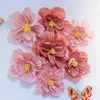 Dekorativa blommor 3st 20/25cm 5Colors tredimensionella Crepe Paper Flower DIY Bakgrund Vägg Kindergarten Födelsedagsfest bröllop