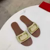 Vrouwen sandaal platte slippers schuif desginer plat zwart bruin lederen glijbanen slipper flip flop eenvoudige veelzijdige klassieker