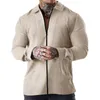 Chaquetas de hombre Waffle Cremallera sólida Chaqueta de manga larga Casual Cuello de polo Chaqueta de punto Abrigo 2023 Verano Peso pesado