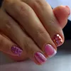 Unghie finte 24 Pz/scatola Simple Pink Shinny Fake French Square Head Nail Tips Full Cover Press On Wearable Manicure fai da te