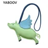 Bag Parts Accessories 2023 Genuine Leather Cute Keychain Women Handbag Mini Flying Pig Pendant Man Key Ring Charm Car Hanging 230731