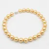 Kedjor 16mm Big Round Gold Color Shell Pearl Necklace Fashion Jewelry Making Design Women Girl Hand Made rattspänne