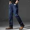 Jeans masculino folgado reto para homens clássico calças de cowboy calças regulares jeans elástico tubo apertado casual cintura baixa gótico empilhado Xs