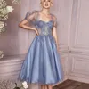 Sukienki imprezowe Bubble Hal-Sleeve wielowarstwowe aplikacje tiulowe A-line krótka sukienka Panie Ceremonia ślubna