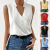 Chemisiers pour femmes T-shirt décontracté élégant Skin-touch Summer Vest Cross Wrap Pure Color Tank Tops Polyvalent