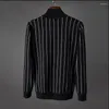 Pulls pour hommes M-2xl automne et hiver col haut épais Simple noir blanc rayé pull demi-col haut tricot bas chemise