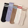Athletic Socks Solid Color Striped Mid-calf Yoga Cotton Breathable Non-slip Pilates Fitness Dance Floor Sport Aids