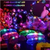 Decoração de festa Led Light Up Óculos Coroa de flores que brilha no escuro Faixa de cabeça piscante Óculos para festival de aniversário Neon Drop Delivery Dhd2E