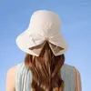 Szerokie brzegowe czapki modne czapki rybaków bownot dla kobiet lato UV Ochrona Sun Hat Outdoor Female Beach Cap Busder Panama