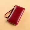 Wallets Women's Long Wallet 2023 Genuine Leather Large Capacity Card Bag One Piece Zipper Handbag For Carrying Mobile Phone