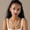 Strands Strings Real White Freshwater Cultured Pearl Necklaces for Women Girl Gift 925 Sterling Silver Women's Baroque Necklace 230731