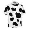 Мужские повседневные рубашки пятна коровьи пляжные рубашка черно -белое животное лето мужчины смешные блузки с коротким рукавом графическая одежда Большой размер