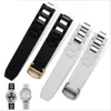 20 * 10mm Rubber WatchBand For 21st Century Silicone Watch Band Black White Watch Band Male Waterproof Wristband Durable Belt