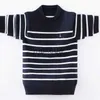 Cardigan Kids Pullover Sweater Autumn Winter Striped Design Children Plus Velvet Knit Warm Outerwear Fo Teen Boys 110170 Wear J230801