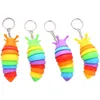 Novelty Games Mini Fidget Slug Key Chain Toys 3D Articated Stretch Caterpillar Sensory Relief Flexible Hand Toy Colorf Anti Anxiety Dhz2S