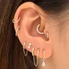 Pierścienie przyciskowe Bell Bell 16PCS CZ Nose Hoop Noztril Zgięta Pierścień Cyrkon Chrząstka Tragus Dait