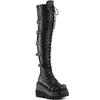 Botas Cosplay Wedges Mulheres Botas Acima do Joelho Sapatos Feminino Plataforma Alta Coxa Botas Altas Moda Fivela Punk Salto Alto Botas Mulheres 230801