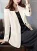 Damenanzüge Circyy Schwarze Blazer für Frauen 2023 Herbst Kerb Langarm Einreiher Designer Korean Fashion Büro Dame Blazer