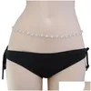 Chaînes de ventre à la mode mode Sexy Bikini plage taille chaîne perle croix corps femme bijoux couleur or femmes livraison directe Dhnsp