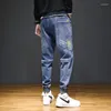 Jeans da uomo 2023 primavera e autunno corsetto Harlan allentato marchio di moda versatile coulisse giapponese stampato pantaloni lunghi casual uomo