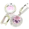 Dangle Earrings 38x15mm Deluxe 6.9g Created Pink Kunzite Amethyst Green Tsavoirte Garnet 925 Solid Sterling Silver