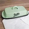 Pudełka bento retro nostalgiczna taca na przekąskę szkliwa z pokrywką do naczynia kuchennego masła do maski sera 230731