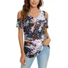 Camicette da donna Camicetta da donna Taglie forti T-shirt casual Spalle fredde Manica corta Scollo a V Top Blusas De Verano Para Mujer 2023 Feminina