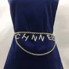 marki luksusowe litery projektant pasy łańcucha talii dla kobiet złoto lśnienie kryształ kryształowy diament duży liter