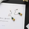 Boucles d'oreilles pendantes anis Design émail ananas goutte oreille ligne gland longue mode fruits pour femmes bijoux Oorbellen