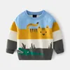 Pullover 28T Cartoon Sweater For Boys Girls Toddler Kid Baby Clothes Autumn Winter Warm Knit Top Animals Print Knitwear 230801