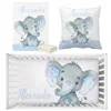 Set di biancheria da letto LVYZIHO Set di biancheria da letto per culla per neonato Nome personalizzato Set di biancheria da letto per elefante blu Baby Shower Gift 230731