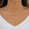 Pendant Necklaces PuRui Minimalist Hollow Rings Necklace Women's Jewelry Double Layers Metal Charm Choker Party Gifts On The Neck Chain