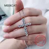 Anhänger 3 mm Rundschliff D VVS1 Moissanit Kreuz Halskette für Frauen 925 Sterling Silber christliche Diamant-Halskette