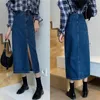 Gonne Denim lunghe per donna Blu Vita alta Moda femminile 2023 Gonna dritta Streetwear Vintage Split