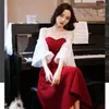 Casual Dresses Selling Engagement Toast Wine Red Bride Evening Dress 2023 Spring Autumn Princess Dinner Elegant Women's Wedding