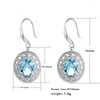 Necklace Earrings Set Women's Fashion Elliptical Pendant Necklaces/Earrings Jewelry Shiny Light Blue Zircon Stone Elegant Earring Neck