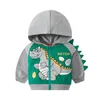 Felpe con cappuccio Felpe versione coreana della camicia con cerniera con cappuccio con stampa dinosauro per bambini per giacca maglione per bambini stile primaverile 230801