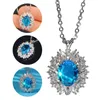 Pendentif Colliers Ovale Coupe Aqua Bleu Couleur Cristal Pierre Cubique Zircone Collier Pour Femmes Banquet Fête Bijoux Cadeau 230801