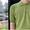 Polos Masculinos 2023 Harajuku Coreano Malha Camisa Pólo Moda Juvenil de Alta Qualidade Botão de Lapela Camisetas Malhas Primavera Verão Para Homens Roupas