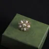 Fashion Designer Ladies Ring Luxury Inlaid Pink Pearl Crystal Rings Classic Letter Flower Three Piece Set Gold Plated Jewelry With Box