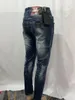 Mens Jeans Fashion Brand Men Washed Wear Holes And Paint Retro Motorcycle 9131 230731