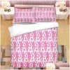 Sängkläder set rosa rullkanin 3D tryckt uppsättning täcke ers fall med sängkläder säng linne t230217 droppleverans hem trädgård text dh5mi