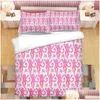 Bedding Sets Pink Roller Rabbit 3D Printed Set Duvet Ers Cases Comforter Bedclothes Bed Linen T230217 Drop Delivery Home Garden Text Dh5Mi