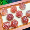 Charms 5PCS Nartural Red Fire Quartz Hematoid Rose Flower Pendant Crystal Carving Polishing Mature Charm Jewelry Birthday Present