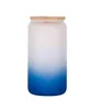 Tasses 12 oz/16 oz tasse en verre dégradé de Sublimation thermique droite horizontale avec petit café de jus de paille