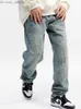 Men's Jeans Men's Jeans European and American Men's Y2K Elastic Jeans Comfortable Embroidered Blue Jeans Trendy Casual Pants Brand Clothing Men Pants Z0225 Z230801