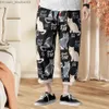 Pantaloni da uomo Hip Hop Cool Mid Waist Bag Pantaloni da uomo Cat Print Pantaloni sportivi estivi da uomo Wash Abbigliamento da uomo Z230801