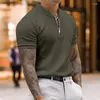 Men's T Shirts Short Sleeve Polo Shirt Zipp V-neck T-shirt Fashion Casual Solid Slim Fit Tees Top 2023 Summer Tshirt For Men Clothing