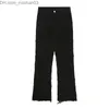 Męskie spodnie ciężkie przemysłowe perforowane uszkodzone woskowane dżinsy męskie uliczne retro proste łzowe spodnie ołówkowe dżinsowe dżinsowe dżinsy Z230801
