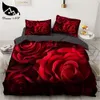 Bettwäsche-Sets Dream NS Red Rose 3D Floral Bettbezug Bettwäsche-Set Blumenbettwäsche Doppelbettlaken Tröster Sommerdecke King Size 230731